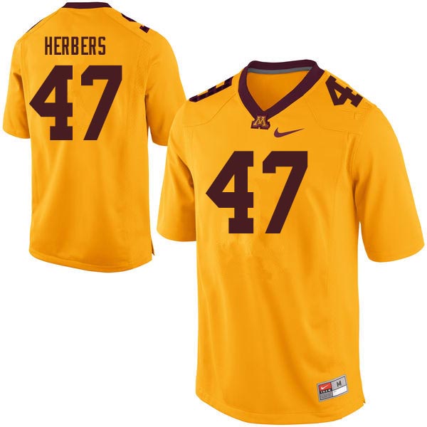 Men #47 Jacob Herbers Minnesota Golden Gophers College Football Jerseys Sale-Gold